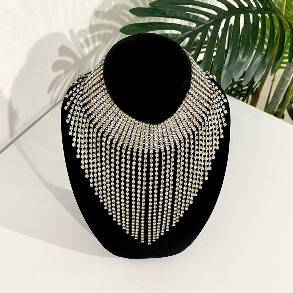 Vintage Rhinestone Waterfall Necklace - Picture 8 of 12